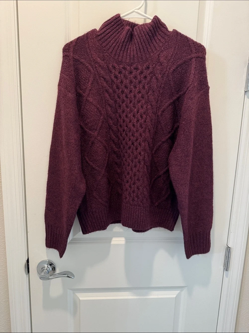 GAP Plum Cable Knit Turtleneck Sweater